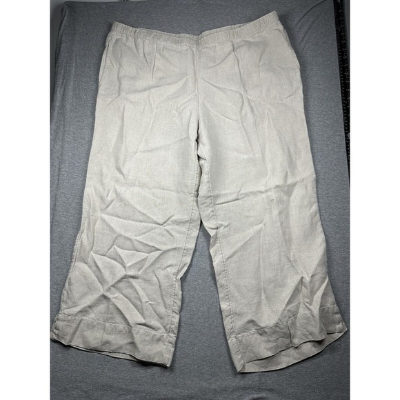 J Jill Love Linen 100% Linen Pants Womens Size XL Beige‎ Pull On Elastic Waist - Picture 1 of 6